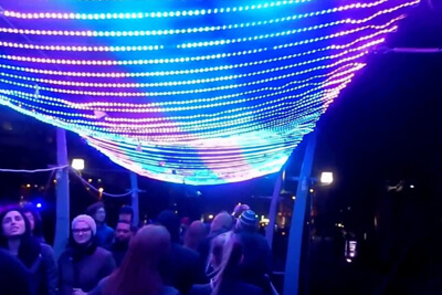 Interactive LED canopy reacts to crowd movements