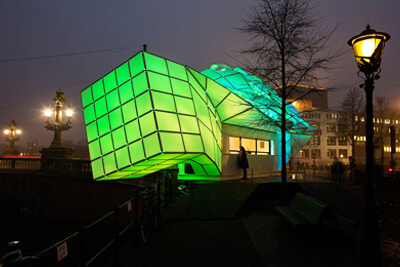 A Flabbergasting LED Lit Biometric Structure at Amsterdam!