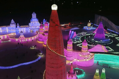 The World’s Largest Ice And Snow Festival Near Siberia Sparkles with LEDs