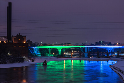 Immersive LED Light Show On I-35W Bridge In Minnesota