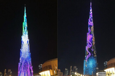Dazzling New LED Light Show at Burj Khalifa