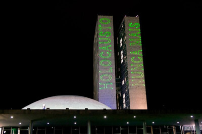 Holocaust Remembrance Day Displayed Using LEDs on Brazil’s National Congress Buildings