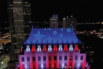 Koppers Tower Lit Red, White & Blue with LEDs