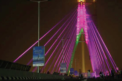 Delhi’s Signature Bridge Shimmers on its Inauguration Eve