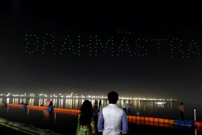 Movie Logo Gets Launched Using Drones Lit with LEDs at Kumbh