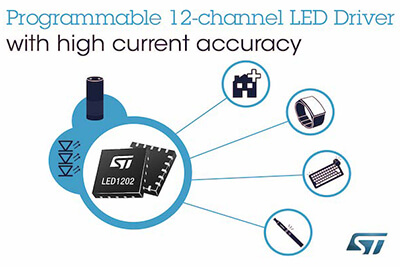 ST Microelectronics Releases 12-Channel LED Driver