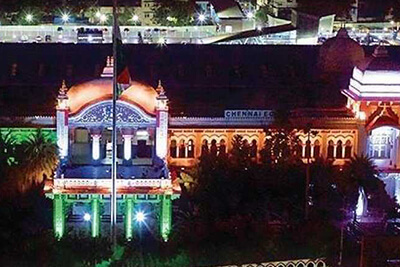Chennai Egmore Railway Station Lights Up to Celebrate Independence Day Week