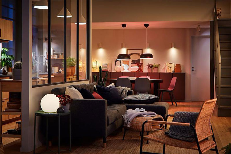 Creating defined zones in an open-plan home with bright lighting