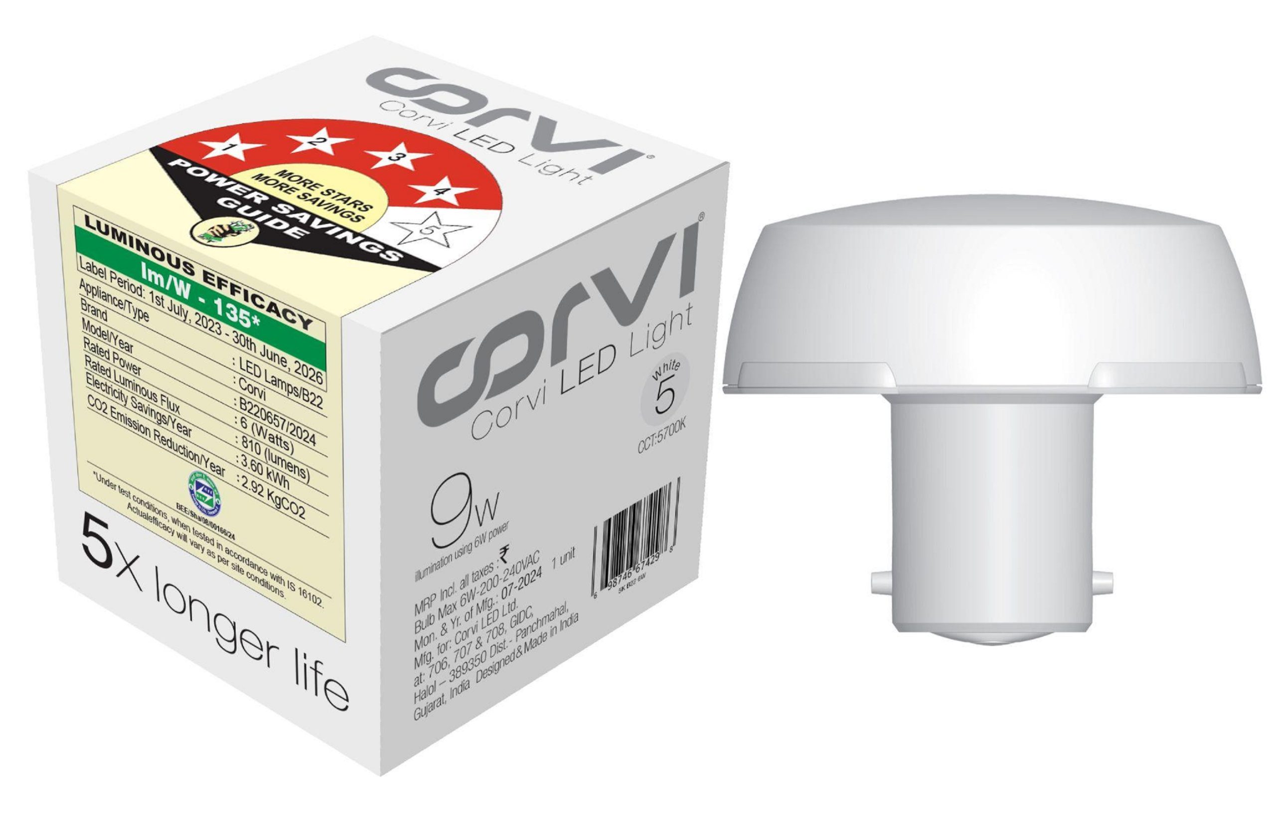 Corvi Unveils Industry’s First Ultra-Efficient LED Bulb with 33% Reduced Power Consumption & 50-Year Lifespan helping India meet its Sustainability goals